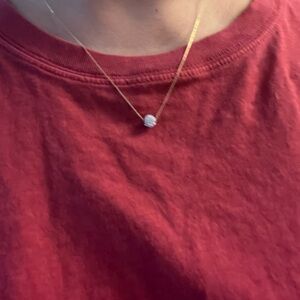 14K gold diamond ball necklace